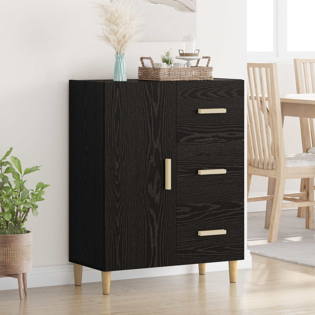 Sideboard Sort eg 34 x 69,5 x 90 cm Konstrueret træ