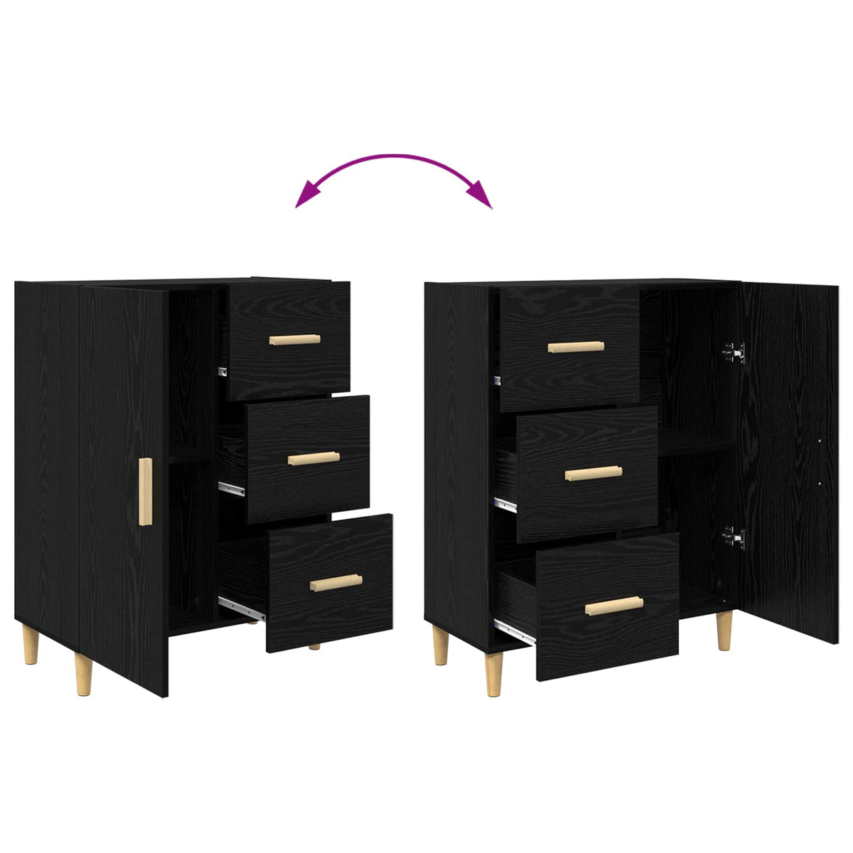 Sideboard Sort eg 34 x 69,5 x 90 cm Konstrueret træ