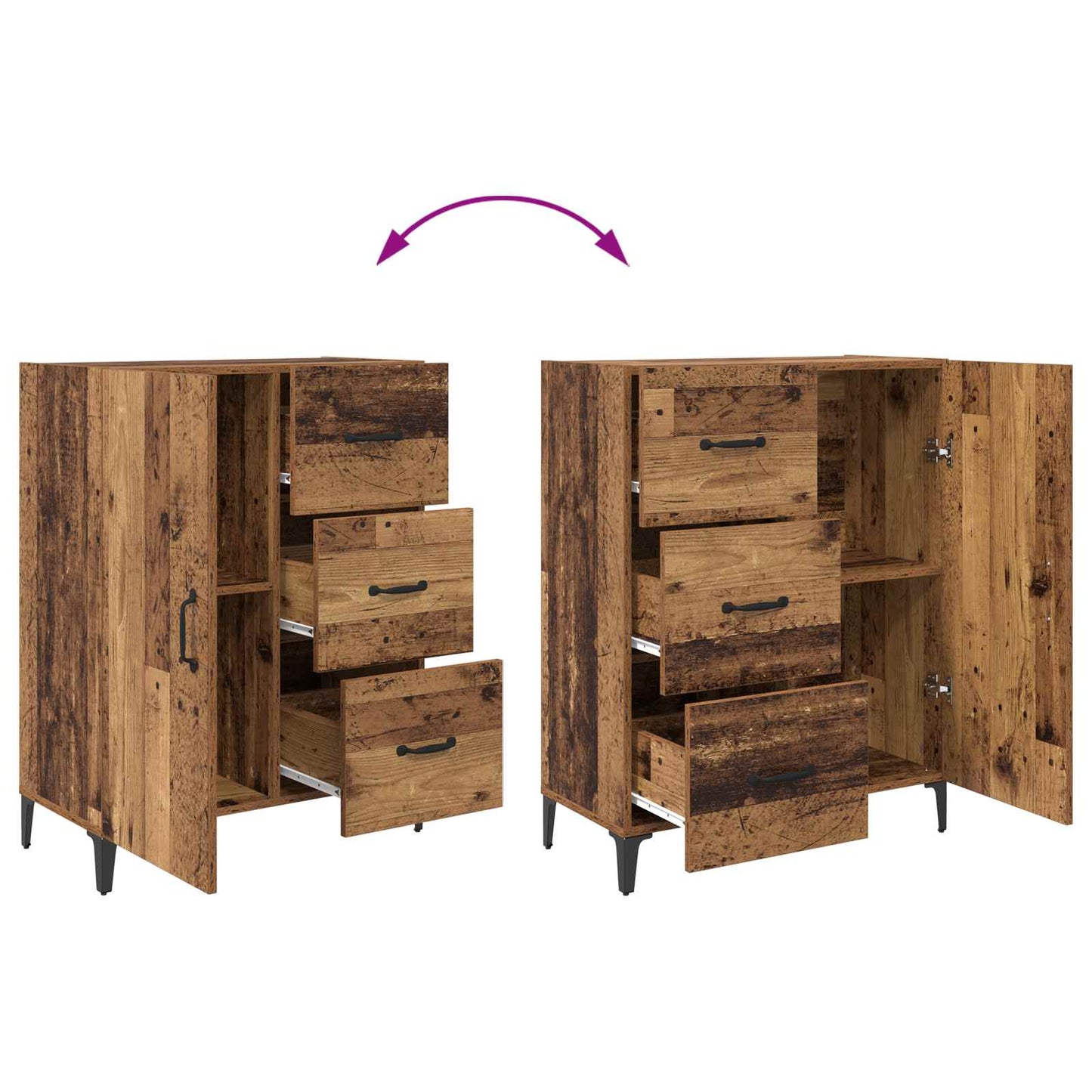 Sideboard Gammelt træ 69,5 x 34 x 90 cm Konstrueret træ