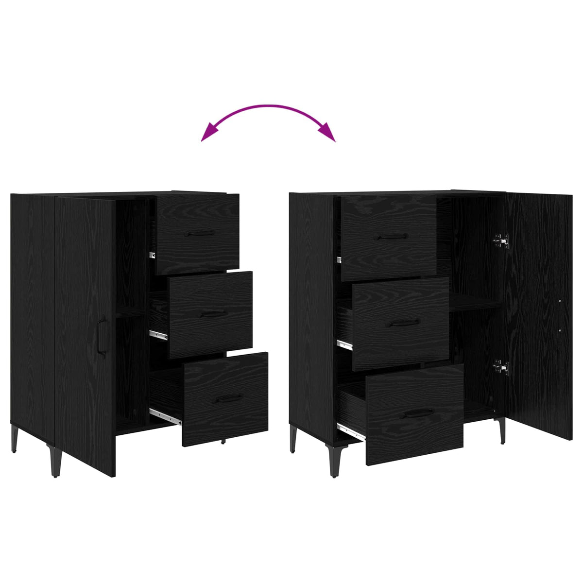 Sideboard Sort eg 69,5 x 34 x 90 cm Konstrueret træ