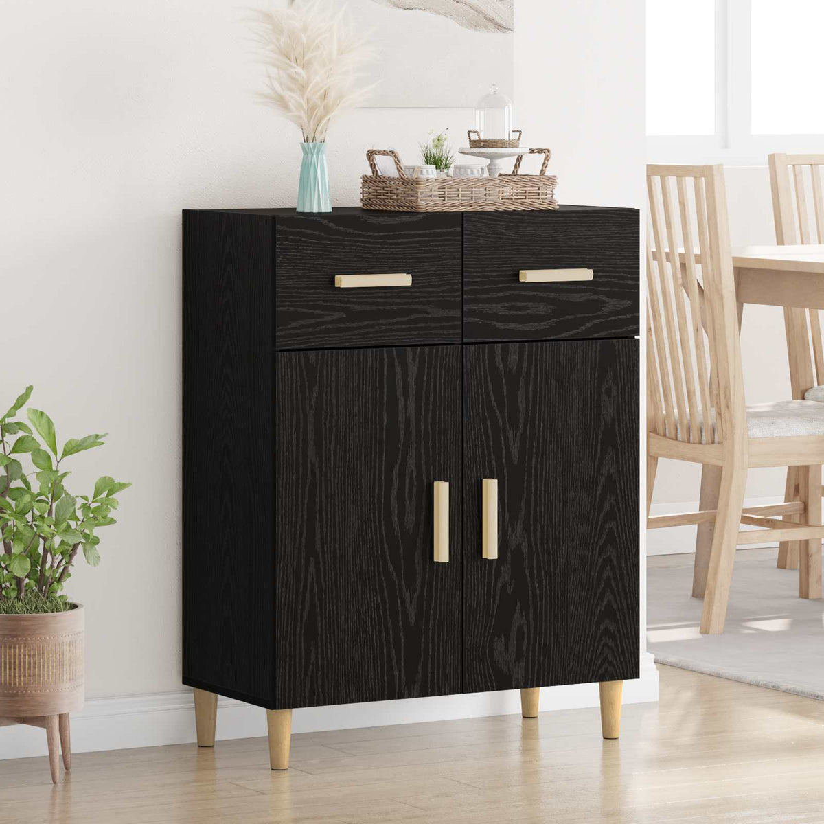 Sideboard Sort eg 34 x 69.5 x 89 cm Konstrueret træ