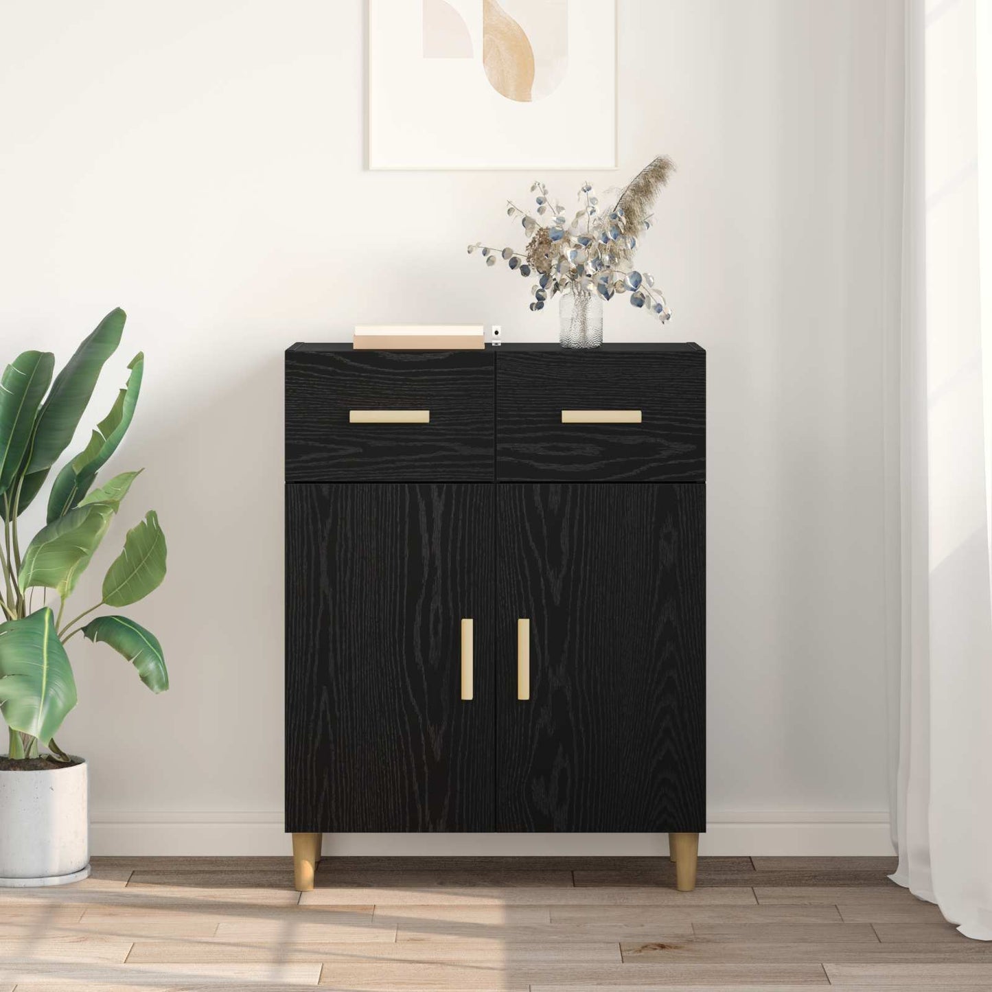 Sideboard Sort eg 34 x 69.5 x 89 cm Konstrueret træ