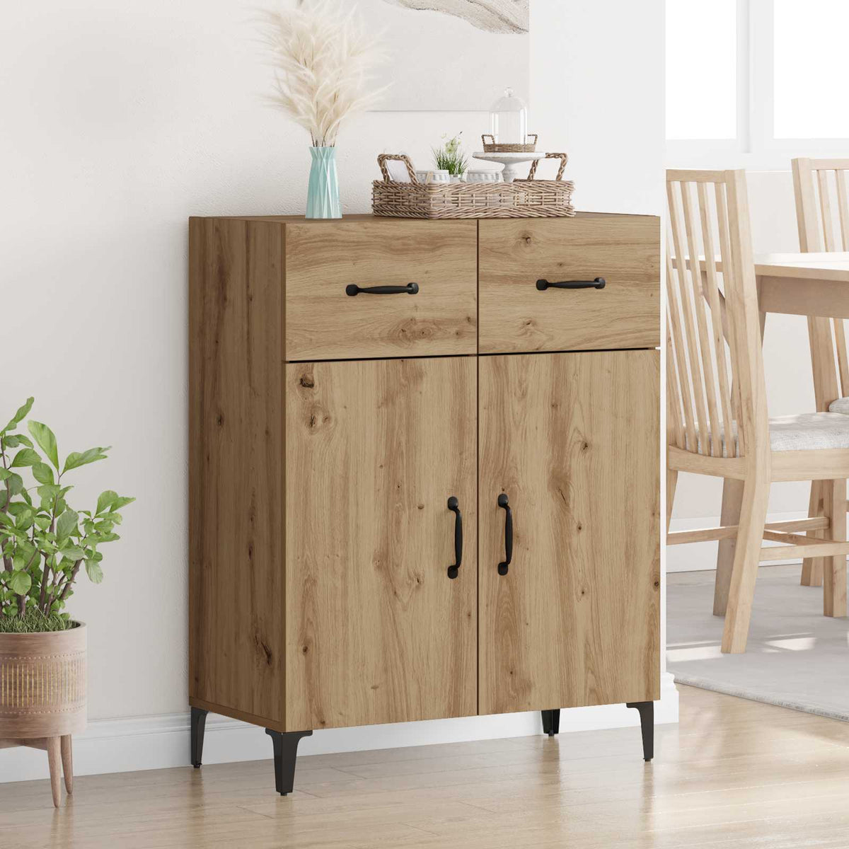 Sideboard Artisan Egetræ 69,5 x 34 x 90 cm Konstrueret træ