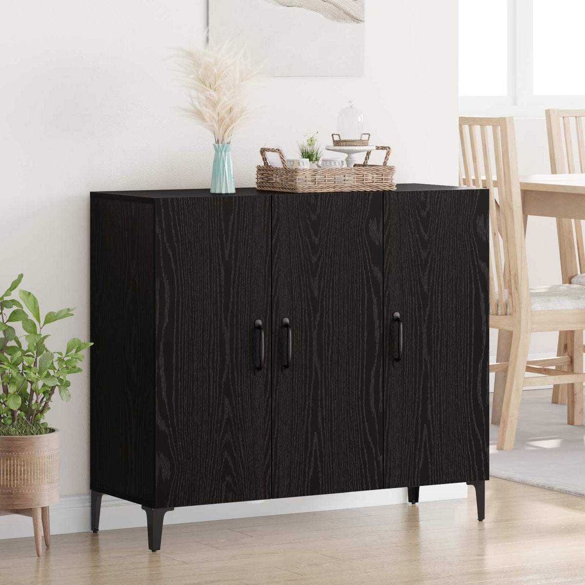 Sideboard Sort eg 34 x 90 x 80 cm Konstrueret træ