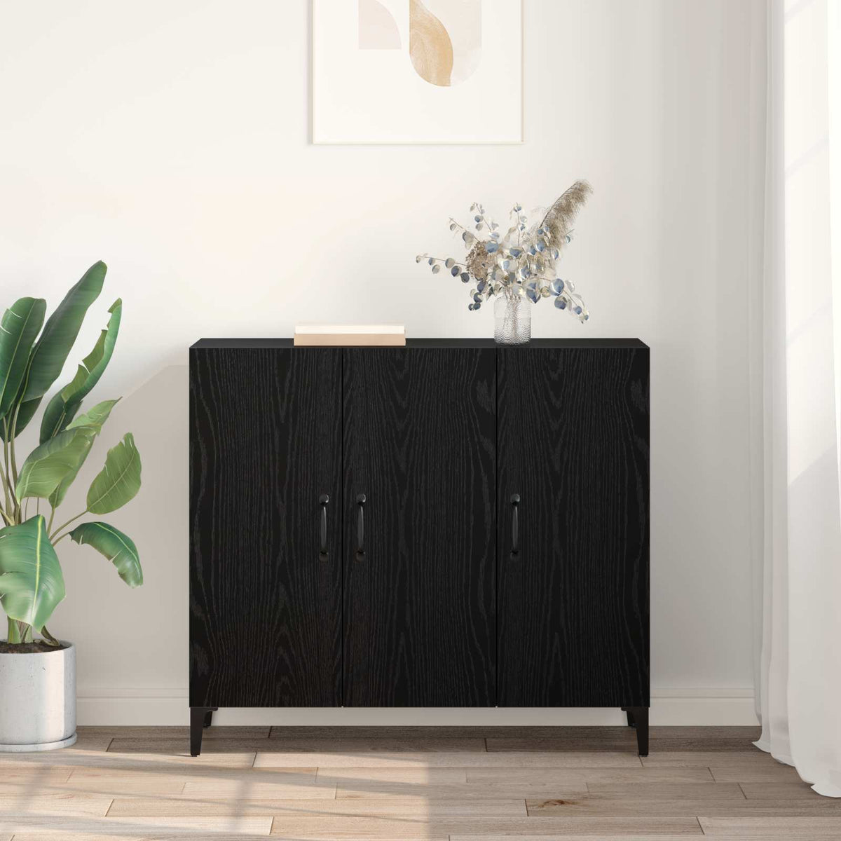 Sideboard Sort eg 34 x 90 x 80 cm Konstrueret træ