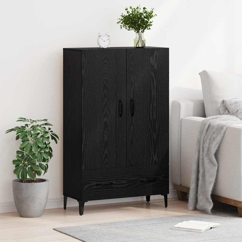 Highboard Sort eg 70 x 31 x 115 cm Ingeniørt træ og jern