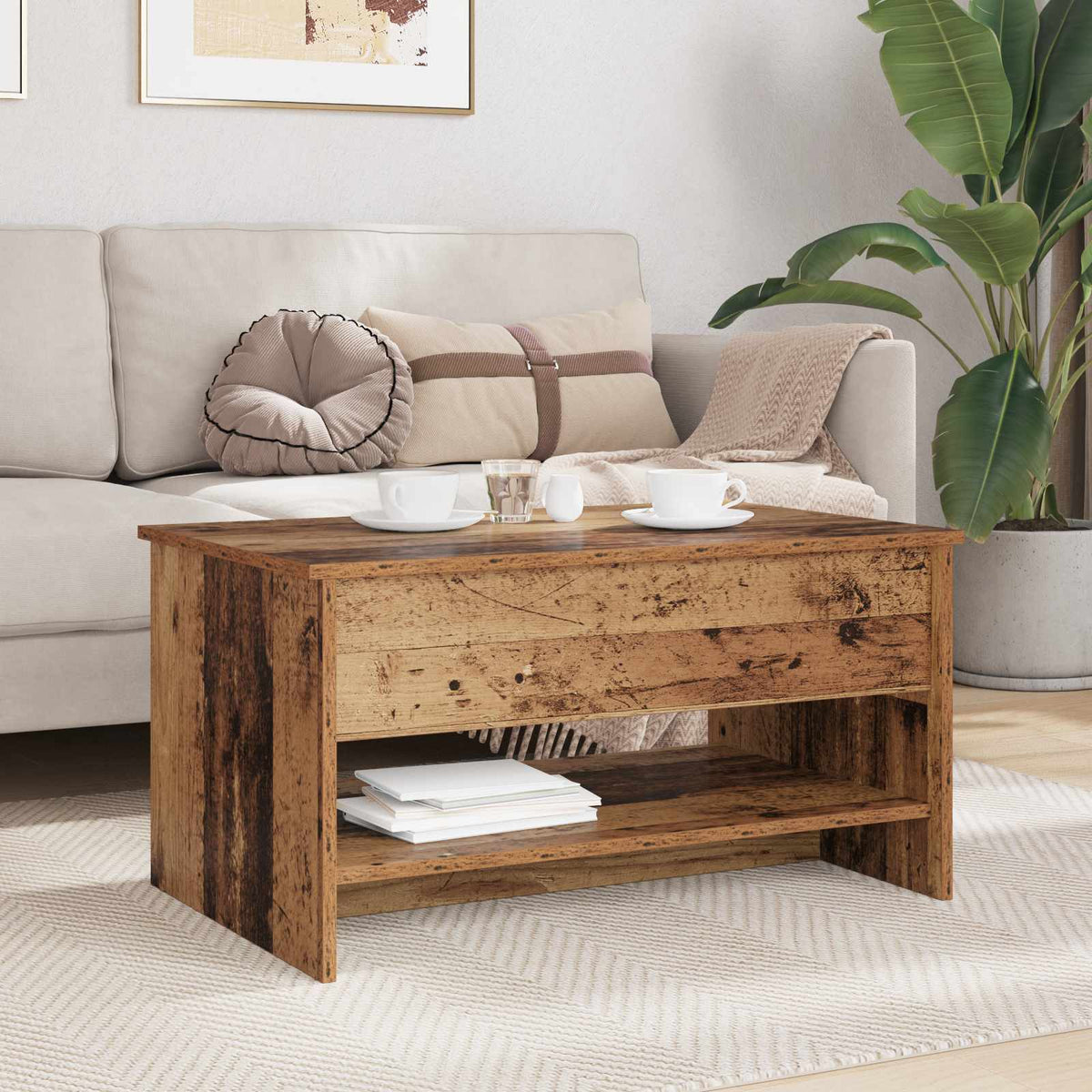 Sofabord Gammelt træ 80 x 50,5 x 41,5 cm Konstrueret træ