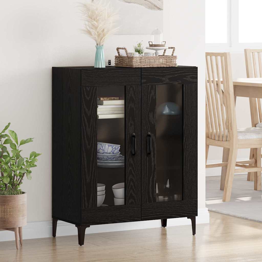 Sideboard Sort eg 69,5 x 34 x 90 cm Ingeniørt træ og jern