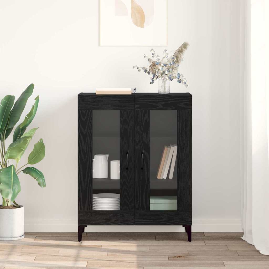 Sideboard Sort eg 69,5 x 34 x 90 cm Ingeniørt træ og jern