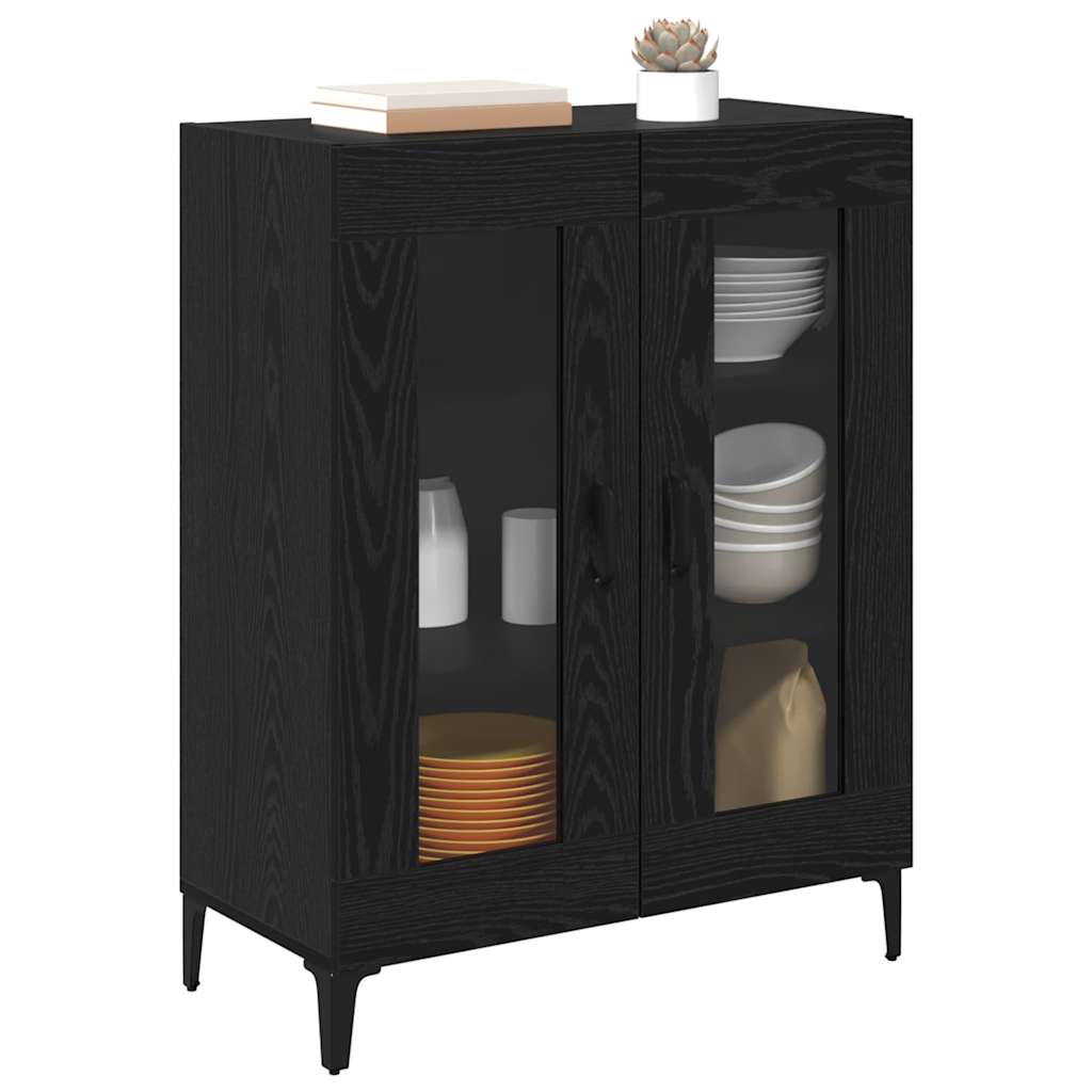 Sideboard Sort eg 69,5 x 34 x 90 cm Ingeniørt træ og jern