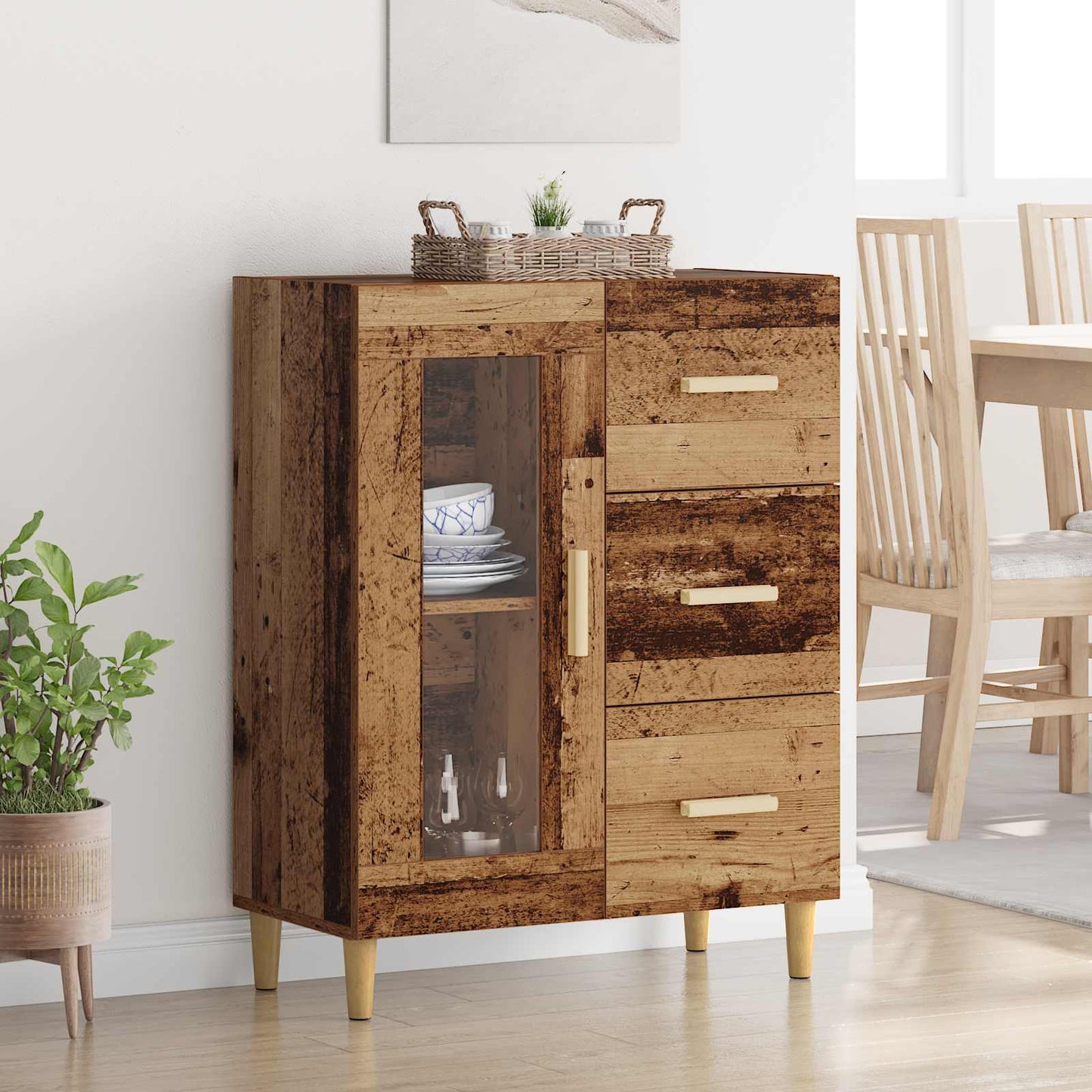 Sideboard Gammelt træ 69,5 x 34 x 90 cm Konstrueret træ
