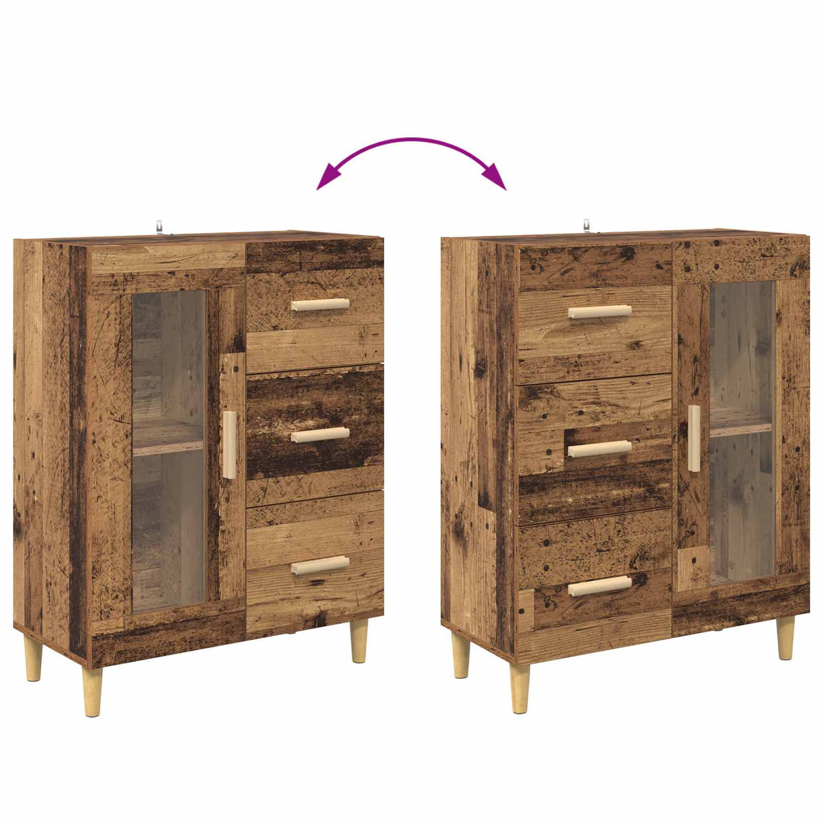 Sideboard Gammelt træ 69,5 x 34 x 90 cm Konstrueret træ