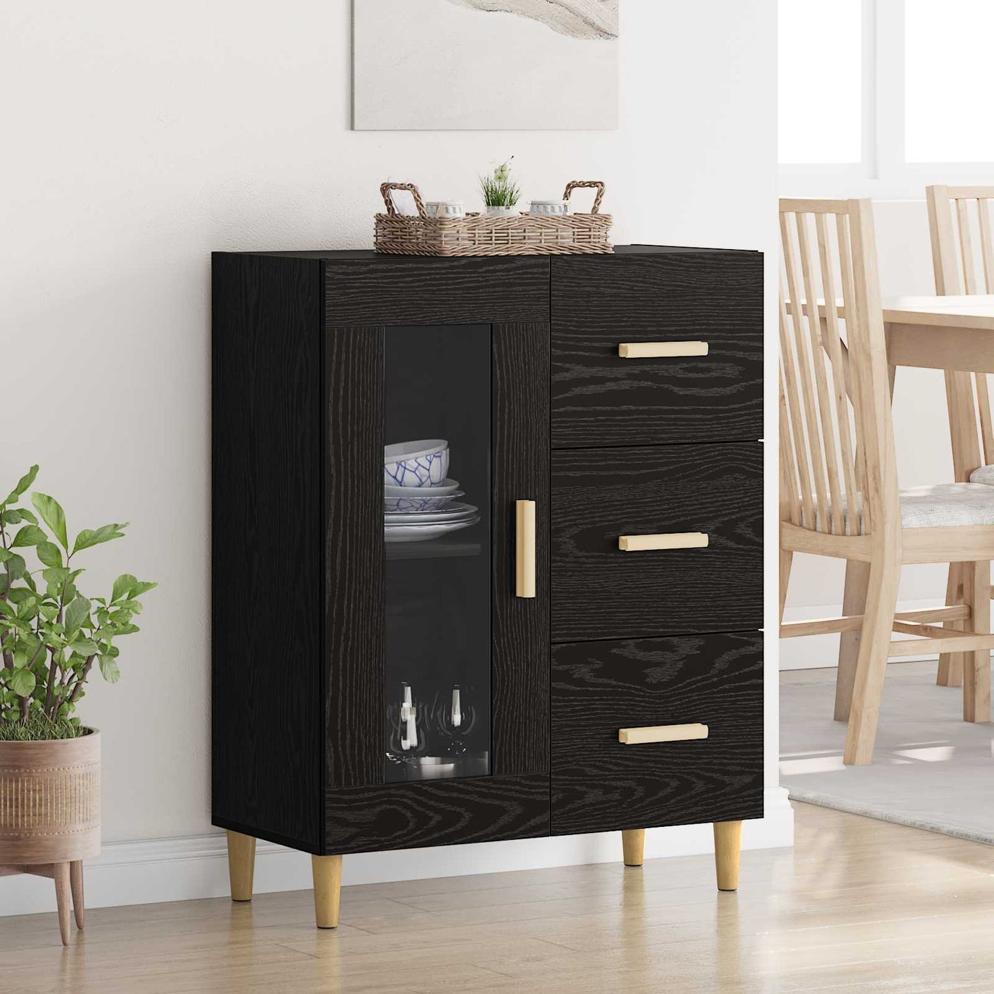 Sideboard Sort eg 69,5 x 34 x 90 cm Konstrueret træ