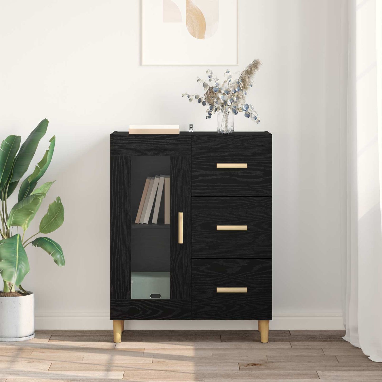 Sideboard Sort eg 69,5 x 34 x 90 cm Konstrueret træ