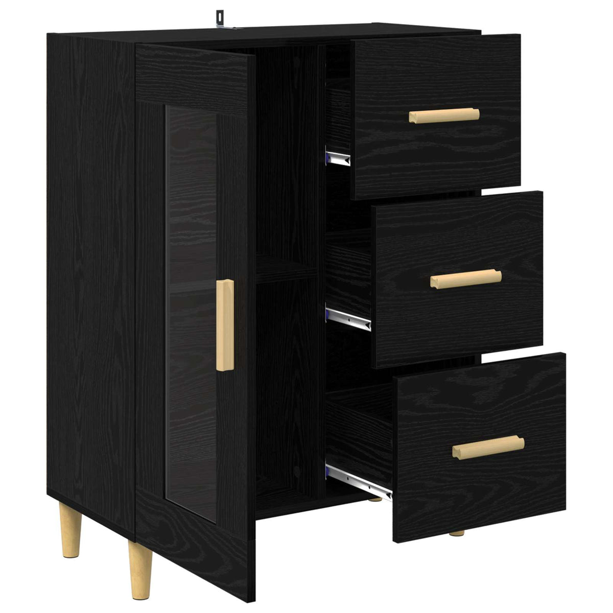 Sideboard Sort eg 69,5 x 34 x 90 cm Konstrueret træ