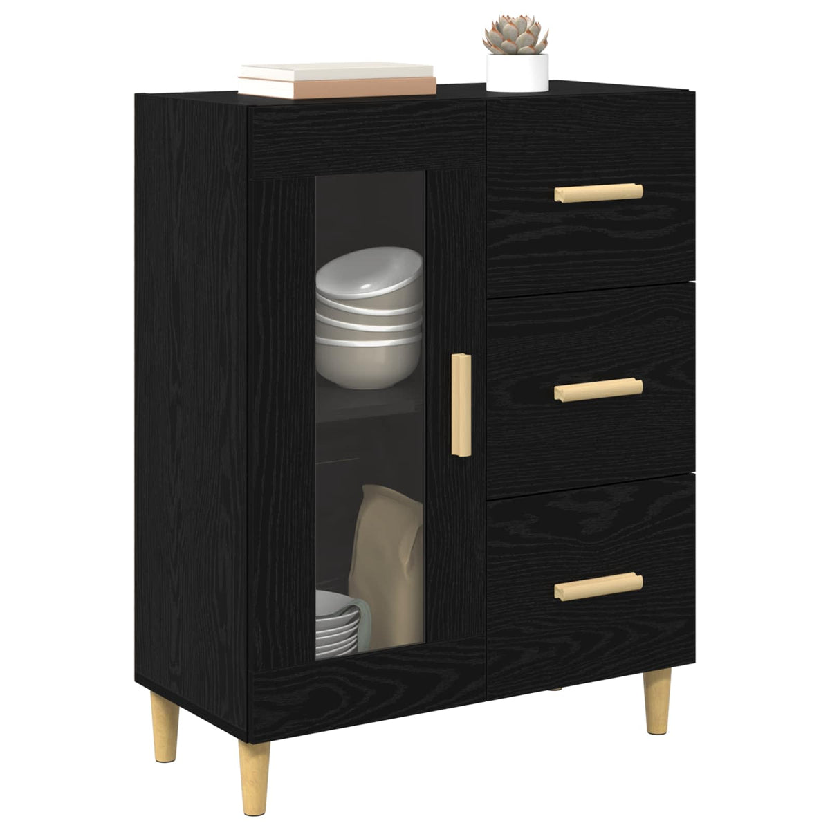 Sideboard Sort eg 69,5 x 34 x 90 cm Konstrueret træ