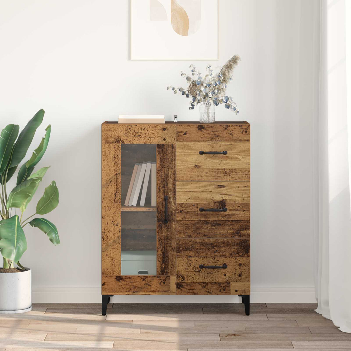 Sideboard Gammelt træ 69,5 x 34 x 90 cm Ingeniørt træ og jern