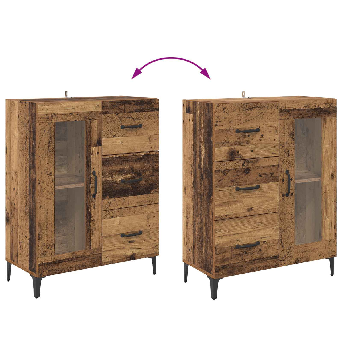 Sideboard Gammelt træ 69,5 x 34 x 90 cm Ingeniørt træ og jern