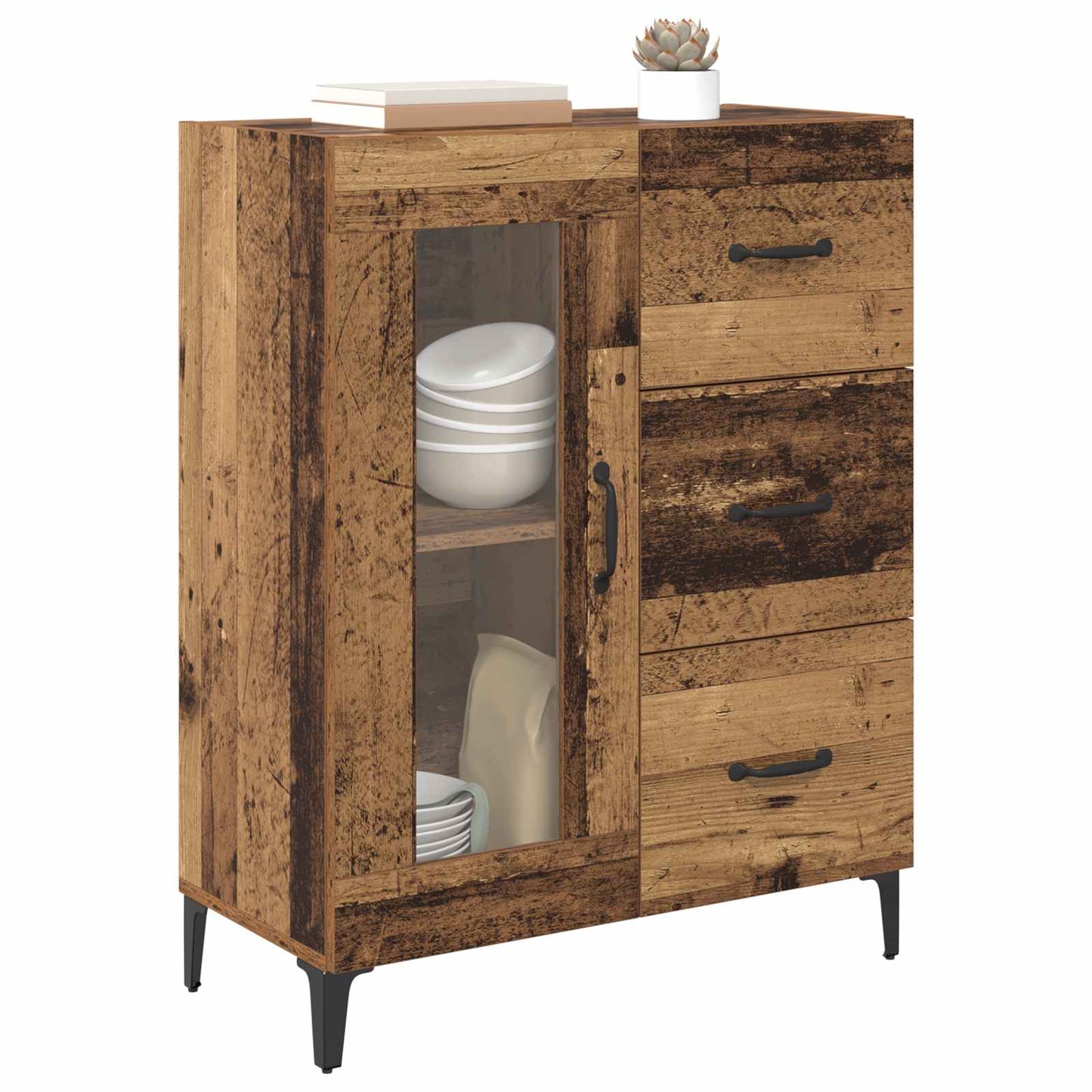 Sideboard Gammelt træ 69,5 x 34 x 90 cm Ingeniørt træ og jern