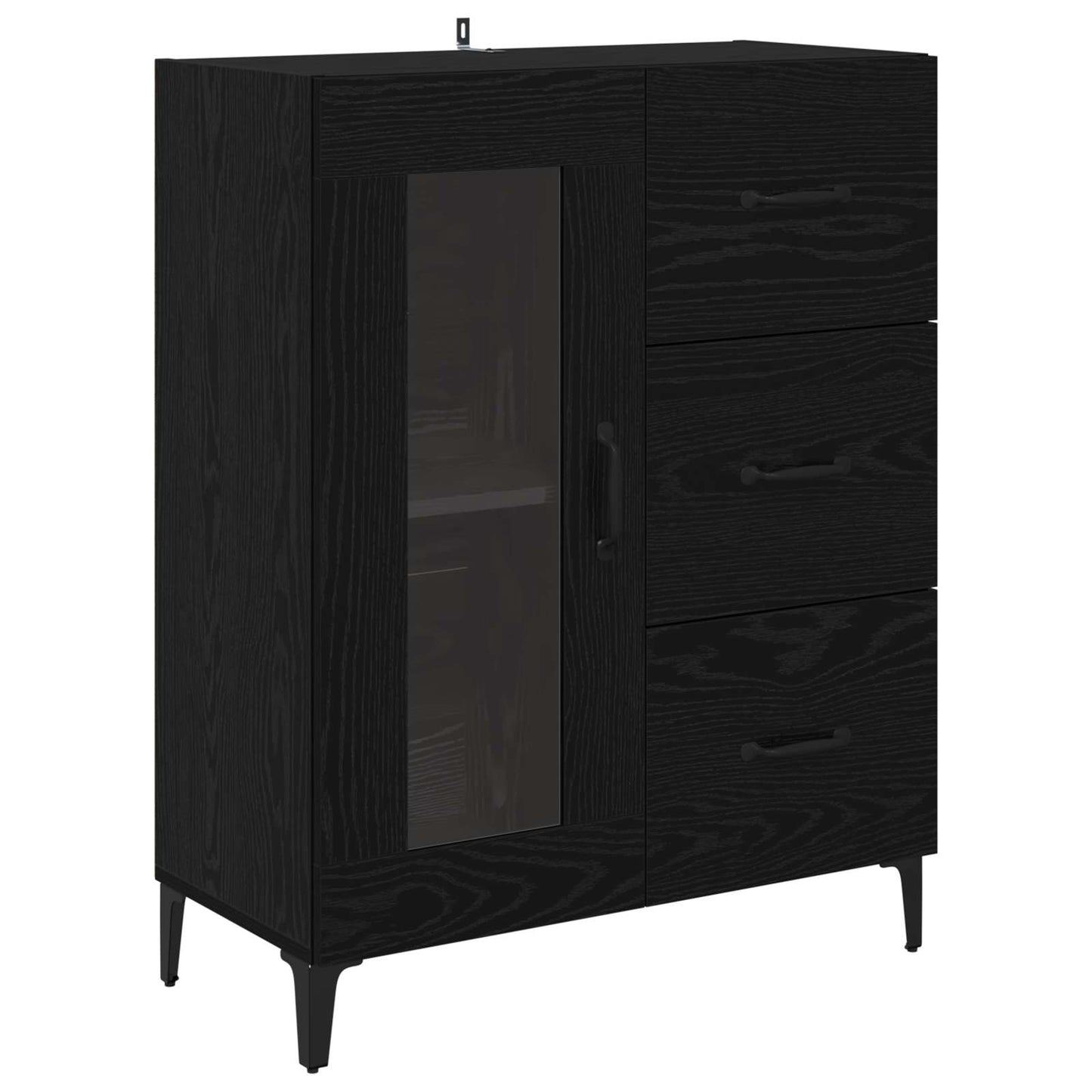 Sideboard Sort eg 69,5 x 34 x 90 cm Ingeniørt træ og jern