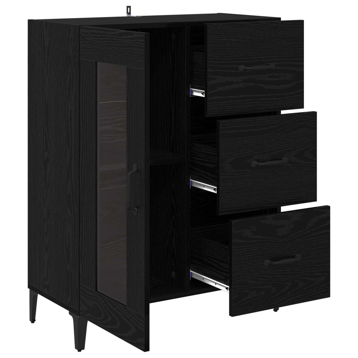 Sideboard Sort eg 69,5 x 34 x 90 cm Ingeniørt træ og jern