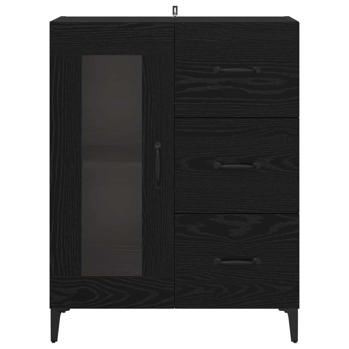 Sideboard Sort eg 69,5 x 34 x 90 cm Ingeniørt træ og jern