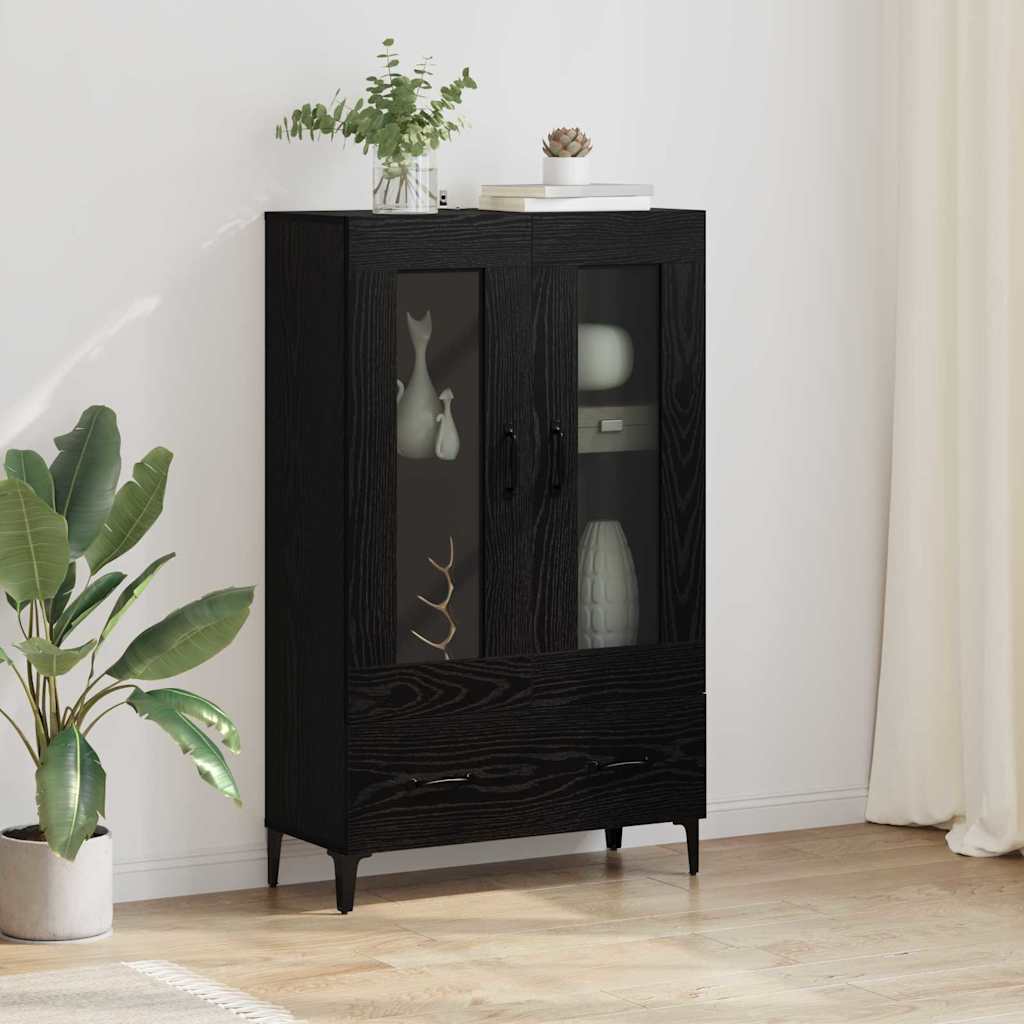 Highboard Sort eg 70 x 31 x 115 cm Ingeniørt træ og jern