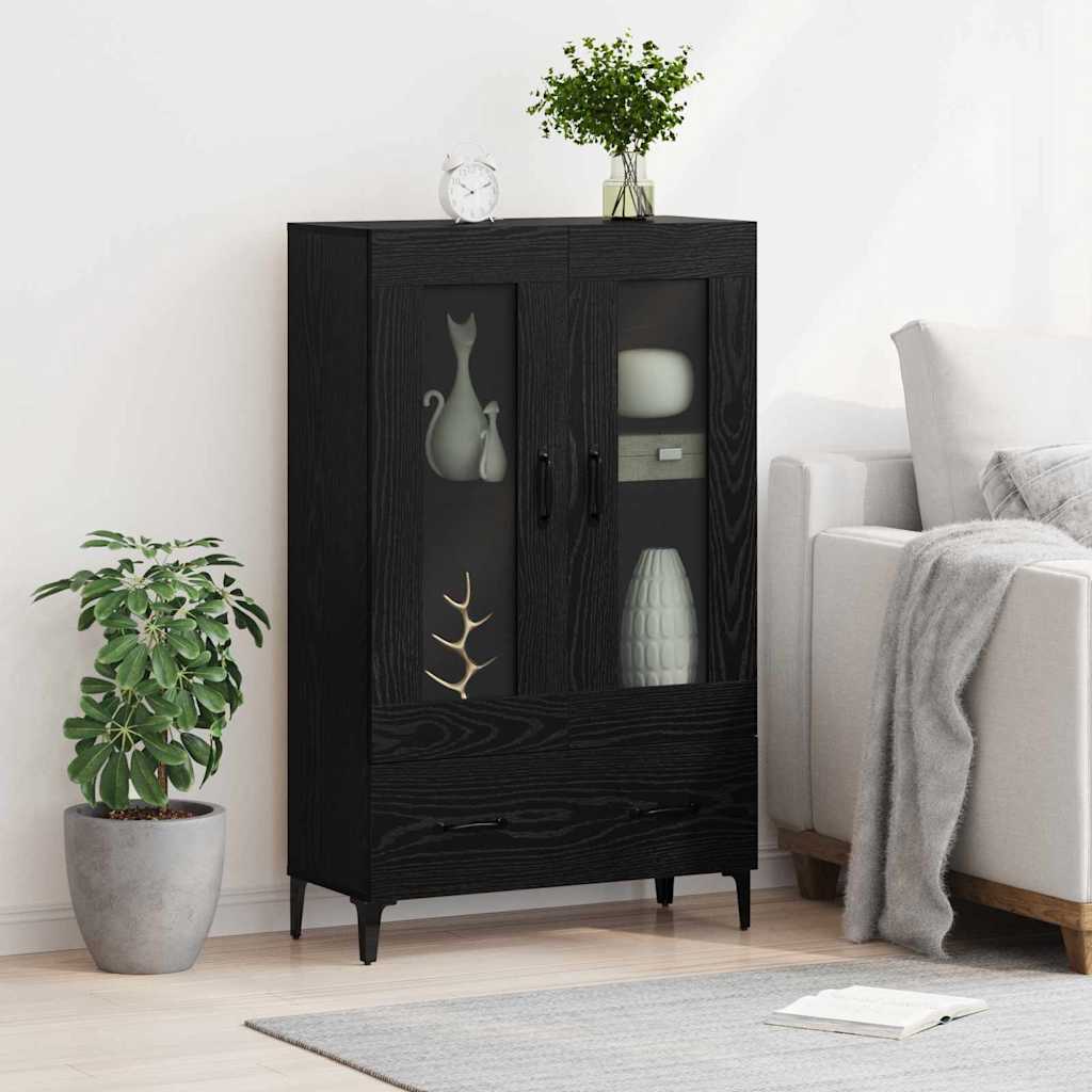 Highboard Sort eg 70 x 31 x 115 cm Ingeniørt træ og jern