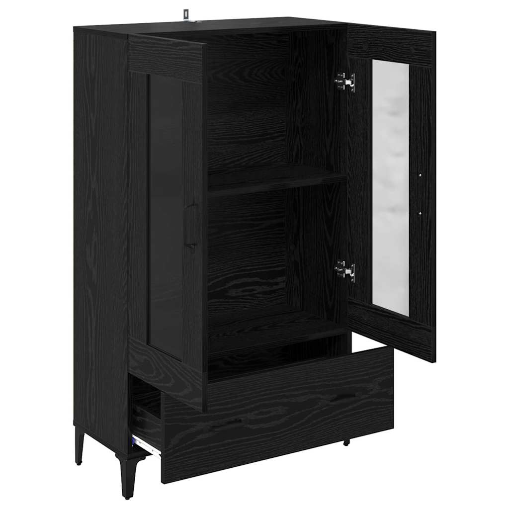 Highboard Sort eg 70 x 31 x 115 cm Ingeniørt træ og jern