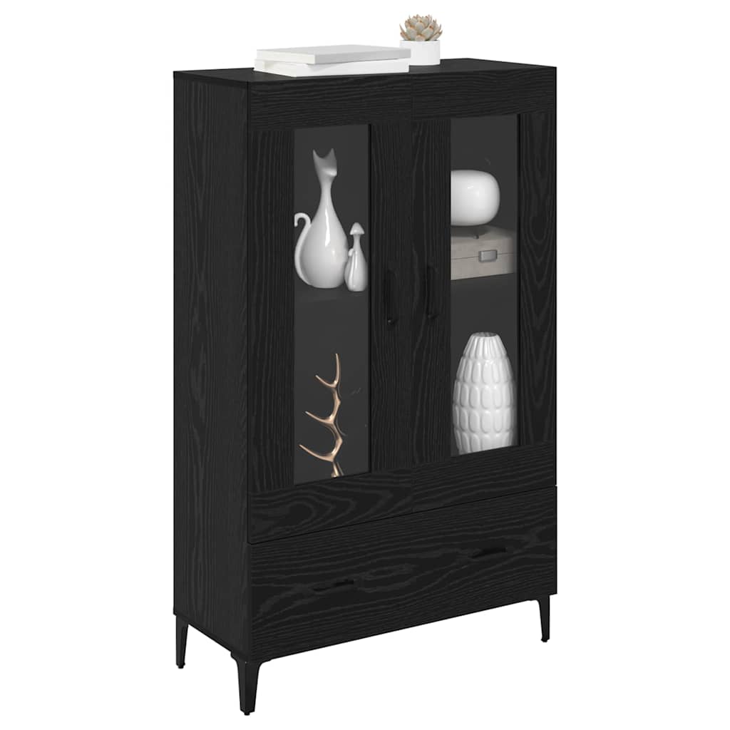Highboard Sort eg 70 x 31 x 115 cm Ingeniørt træ og jern