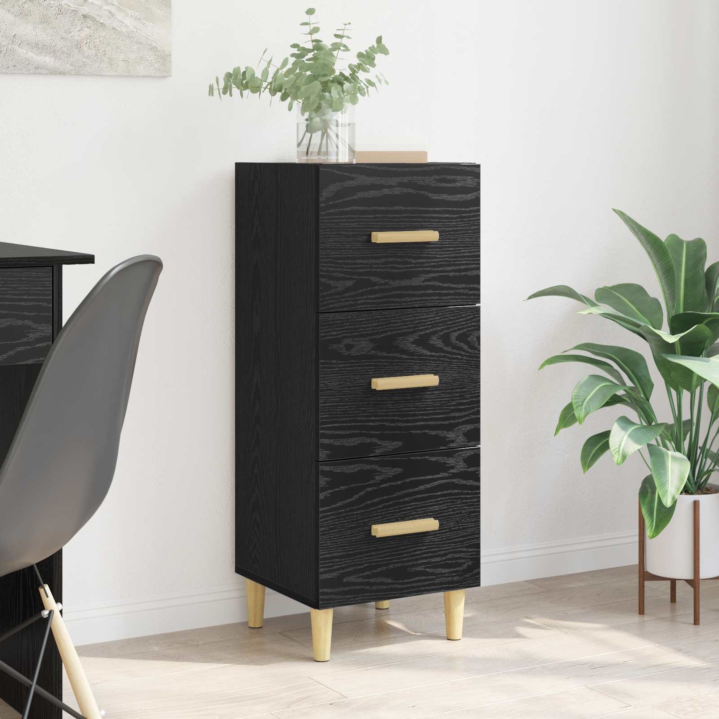 Sideboard Sort eg 34.5 x 34 x 90 cm Konstrueret træ