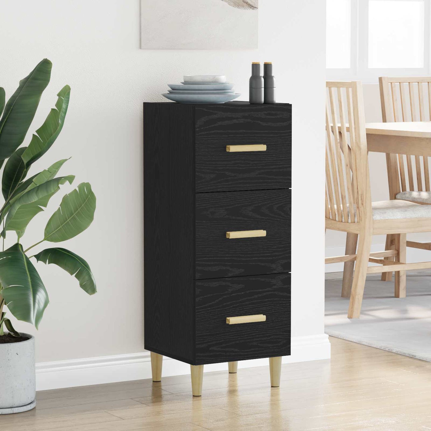 Sideboard Sort eg 34.5 x 34 x 90 cm Konstrueret træ