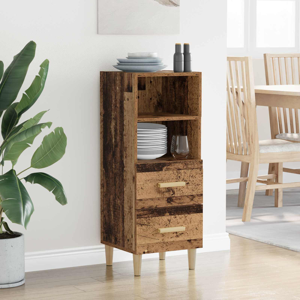 Sideboard Gammelt træ 34 x 34.5 x 90 cm Konstrueret træ