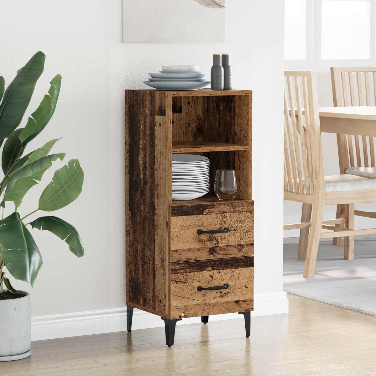 Sideboard Gammelt træ 34 x 34,5 x 90 cm Konstrueret træ