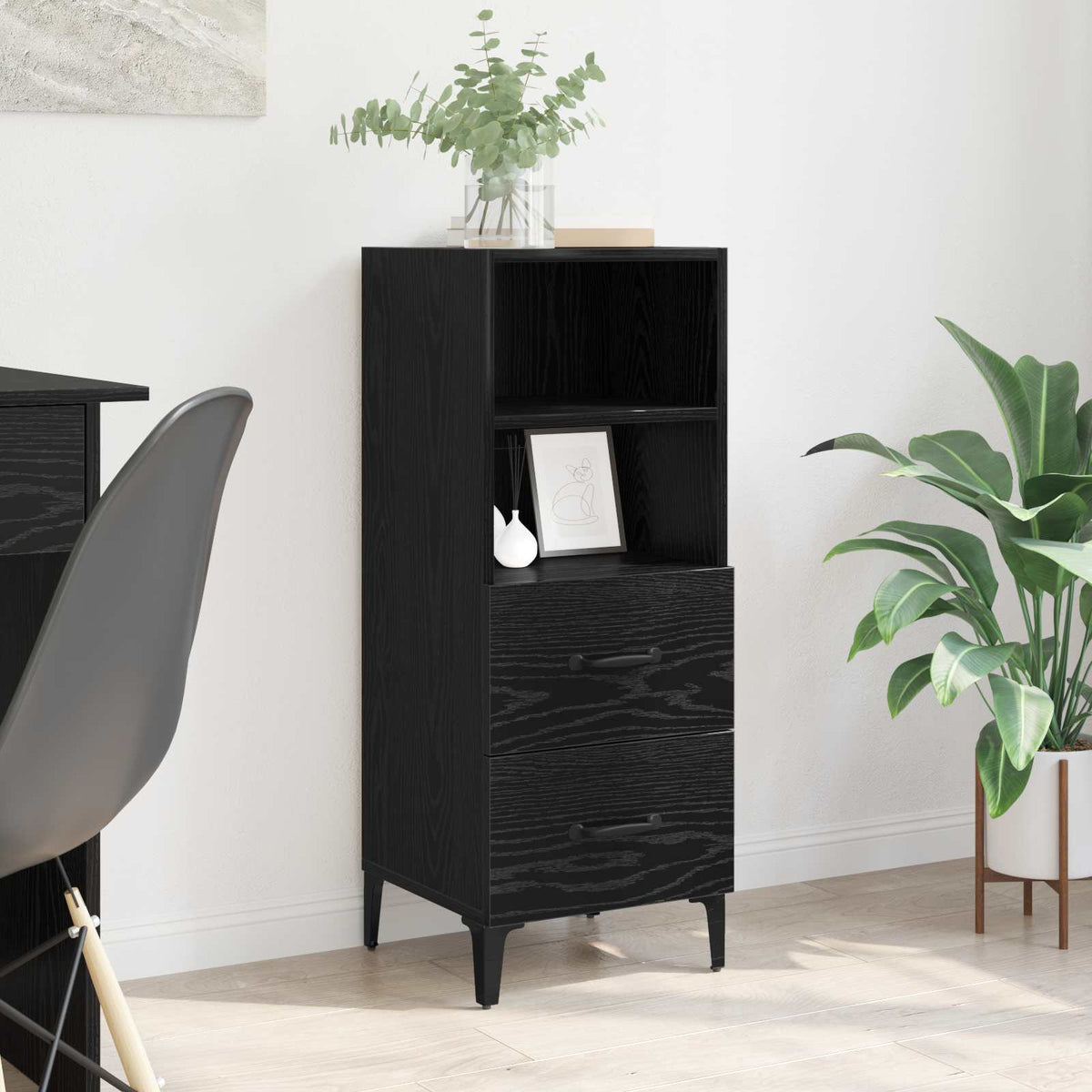 Sideboard Sort eg 34 x 34,5 x 90 cm Konstrueret træ