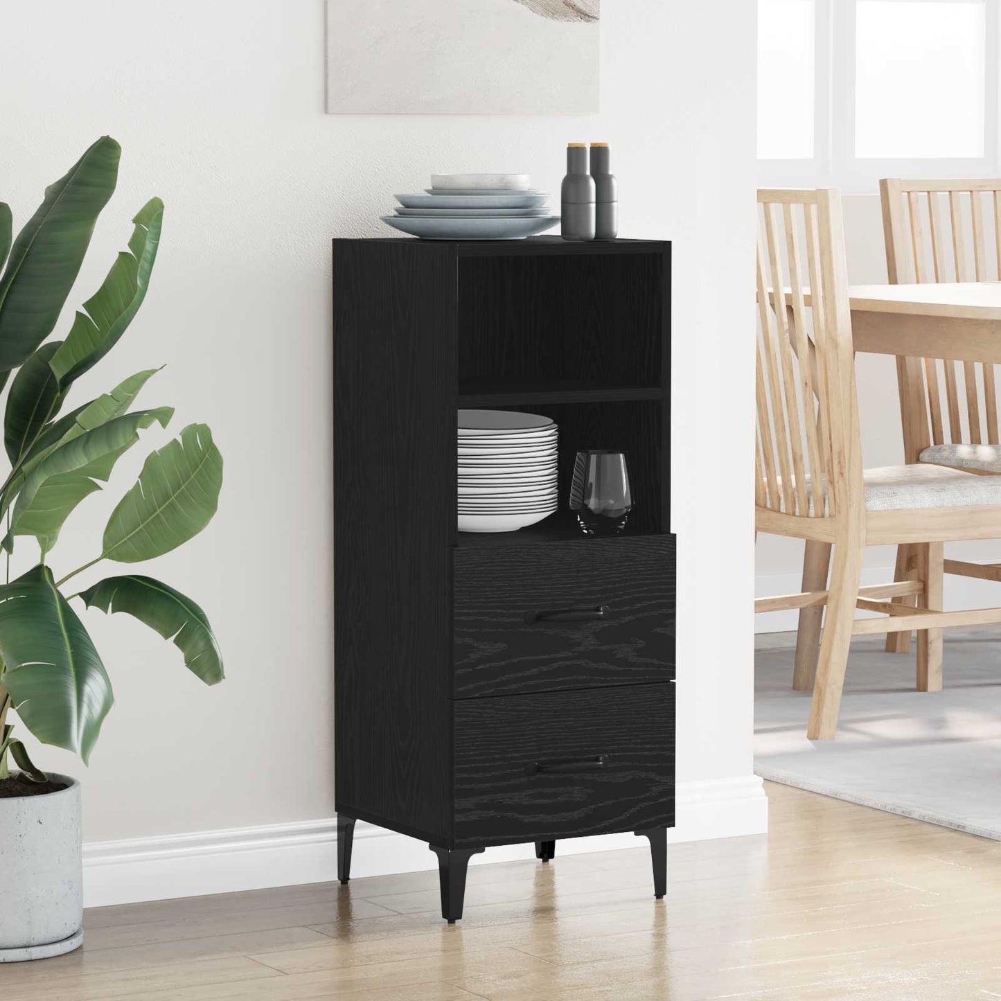 Sideboard Sort eg 34 x 34,5 x 90 cm Konstrueret træ