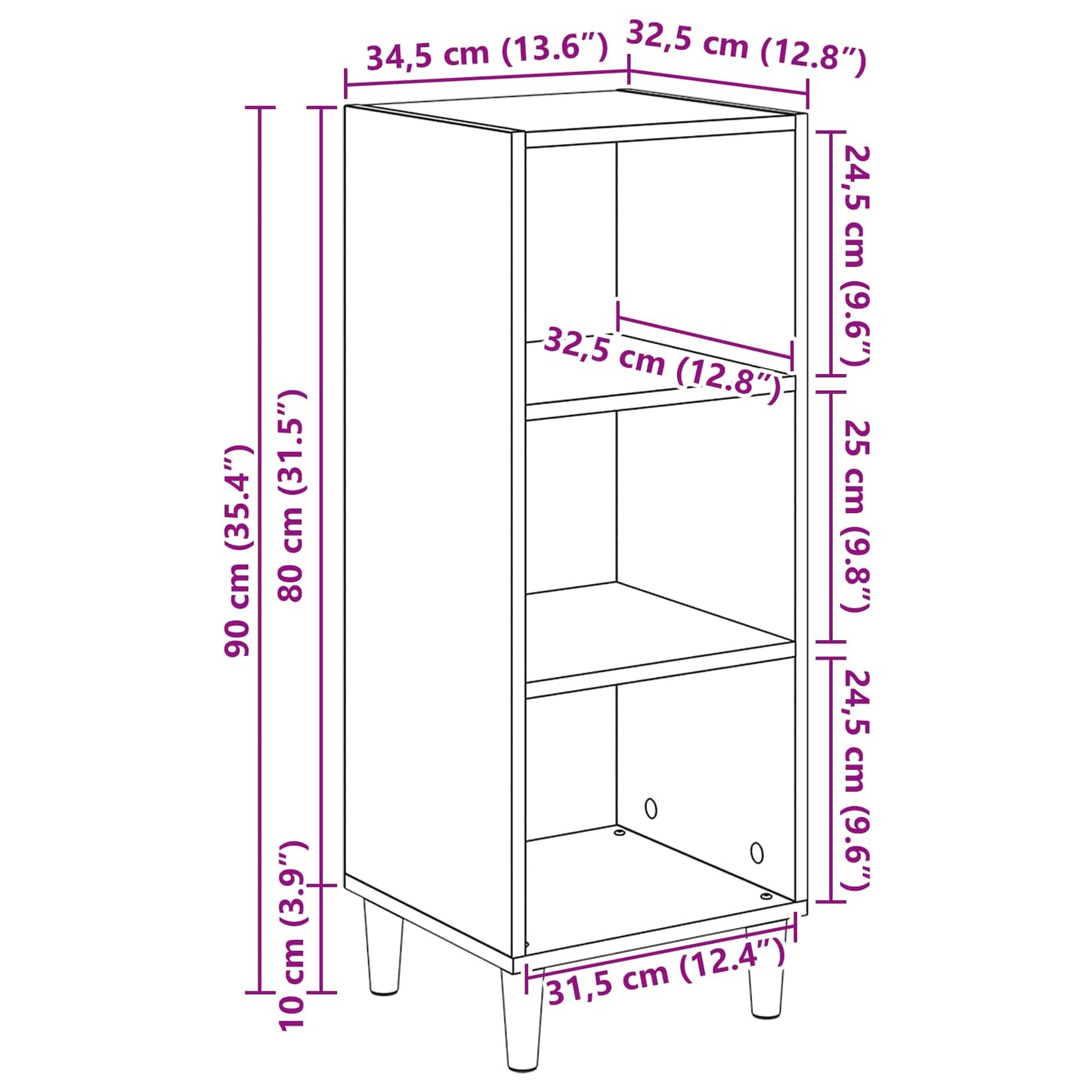 Sideboard Artisan Egetræ 34,5 x 32,5 x 90 cm Konstrueret træ