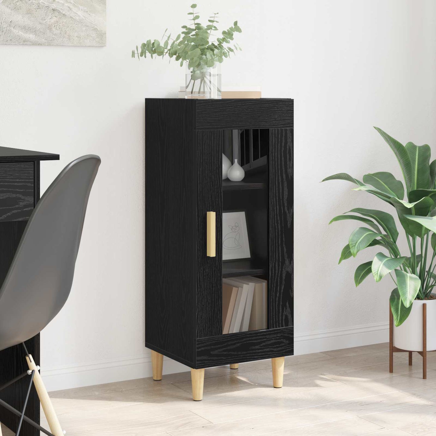 Sideboard Sort eg 34,5 x 32,5 x 90 cm Konstrueret træ
