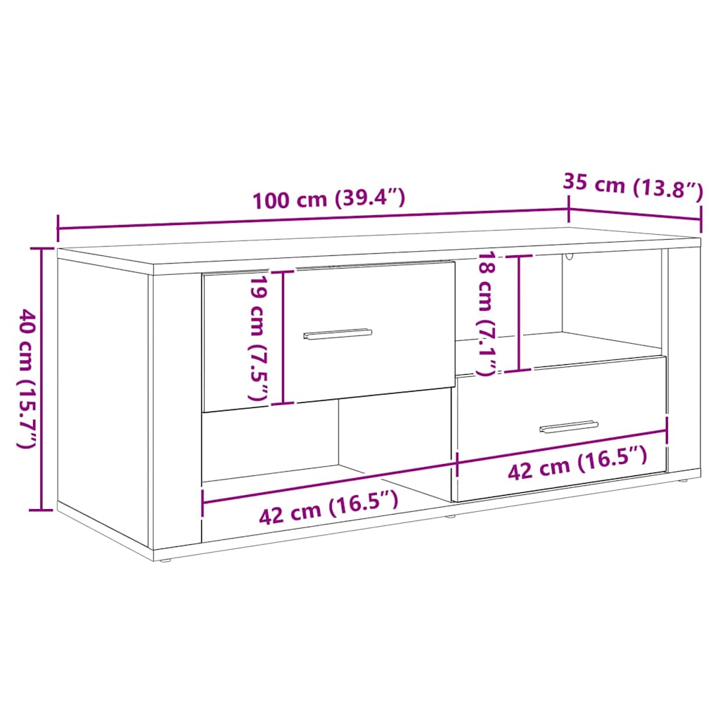 TV-skab 100 x 35 x 40 cm Gammelt træ Konstrueret træ