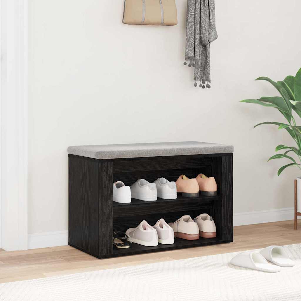 Skostativ 75 x 35 x 45 cm Konstrueret træ Sort eg
