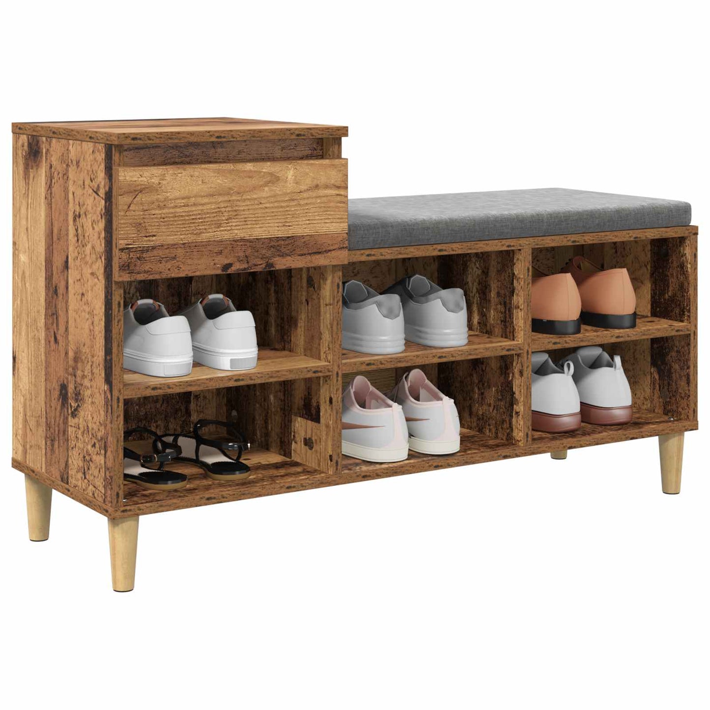Sko skab 102 x 36 x 60 cm Konstrueret træ Gammelt træ