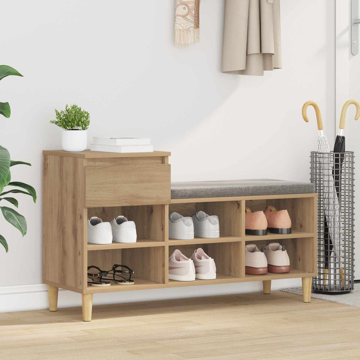 Sko skab 102 x 36 x 60 cm Konstrueret træ Artisan-eg