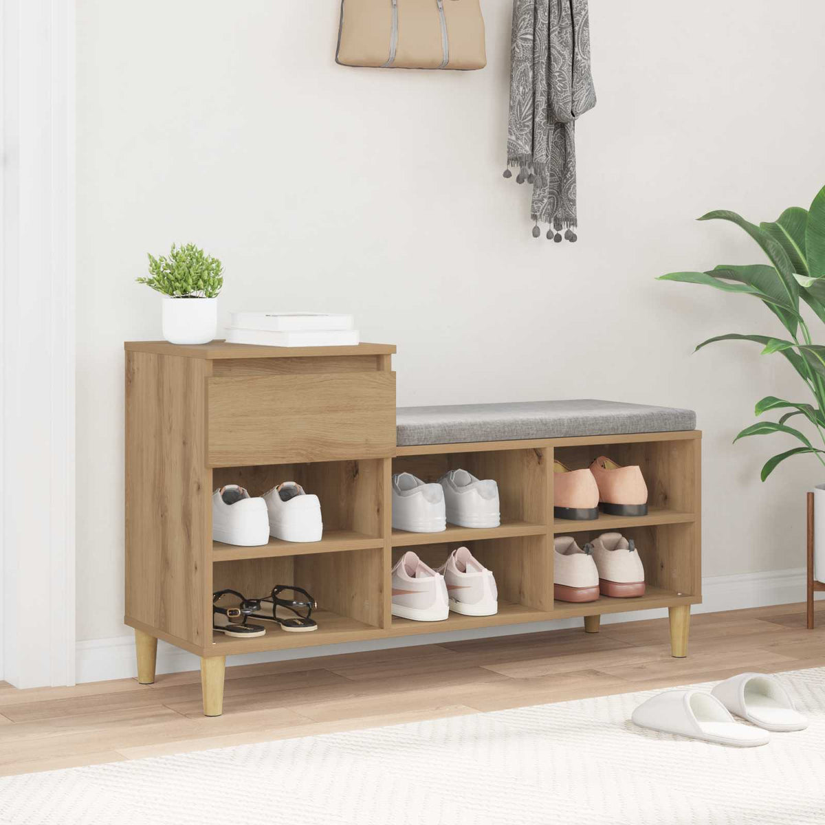 Sko skab 102 x 36 x 60 cm Konstrueret træ Artisan-eg
