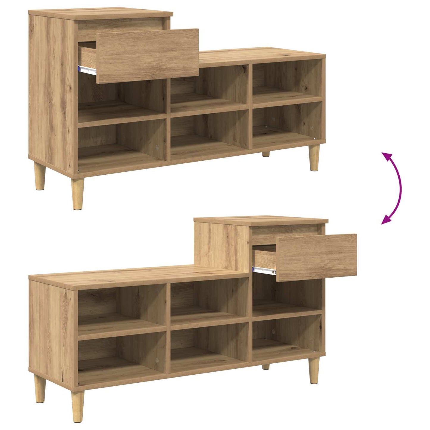 Sko skab 102 x 36 x 60 cm Konstrueret træ Artisan-eg