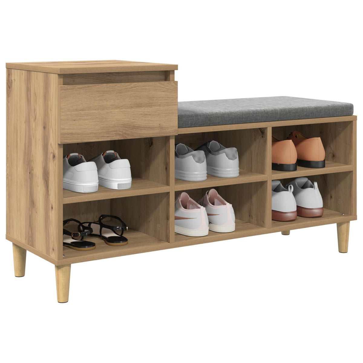 Sko skab 102 x 36 x 60 cm Konstrueret træ Artisan-eg