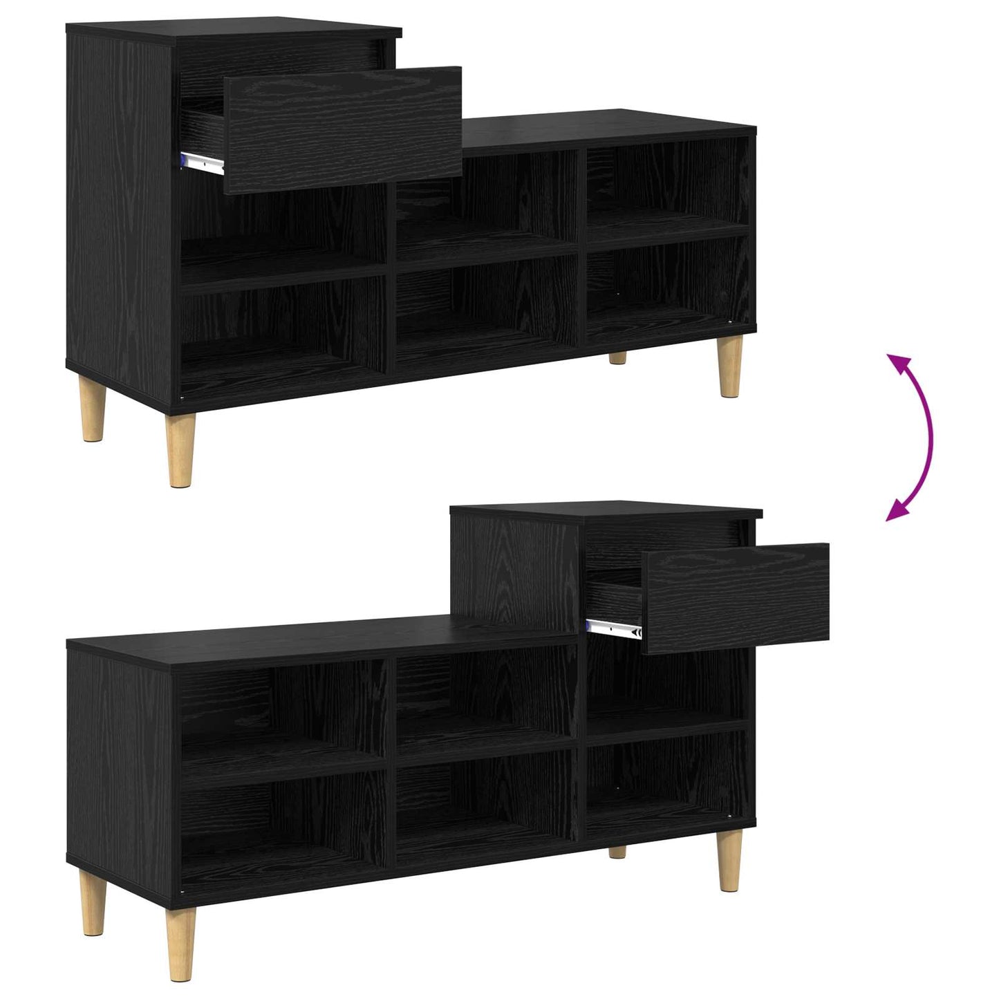 Sko skab 102 x 36 x 60 cm Konstrueret træ Sort eg