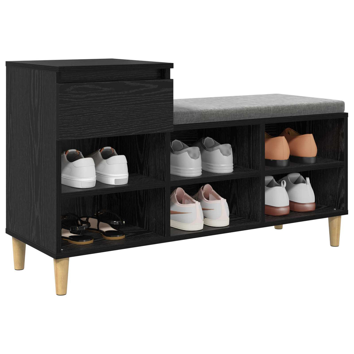 Sko skab 102 x 36 x 60 cm Konstrueret træ Sort eg