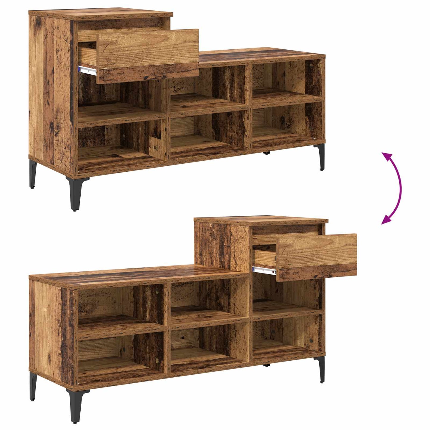 Sko skab 102 x 36 x 60 cm Konstrueret træ Gammelt træ
