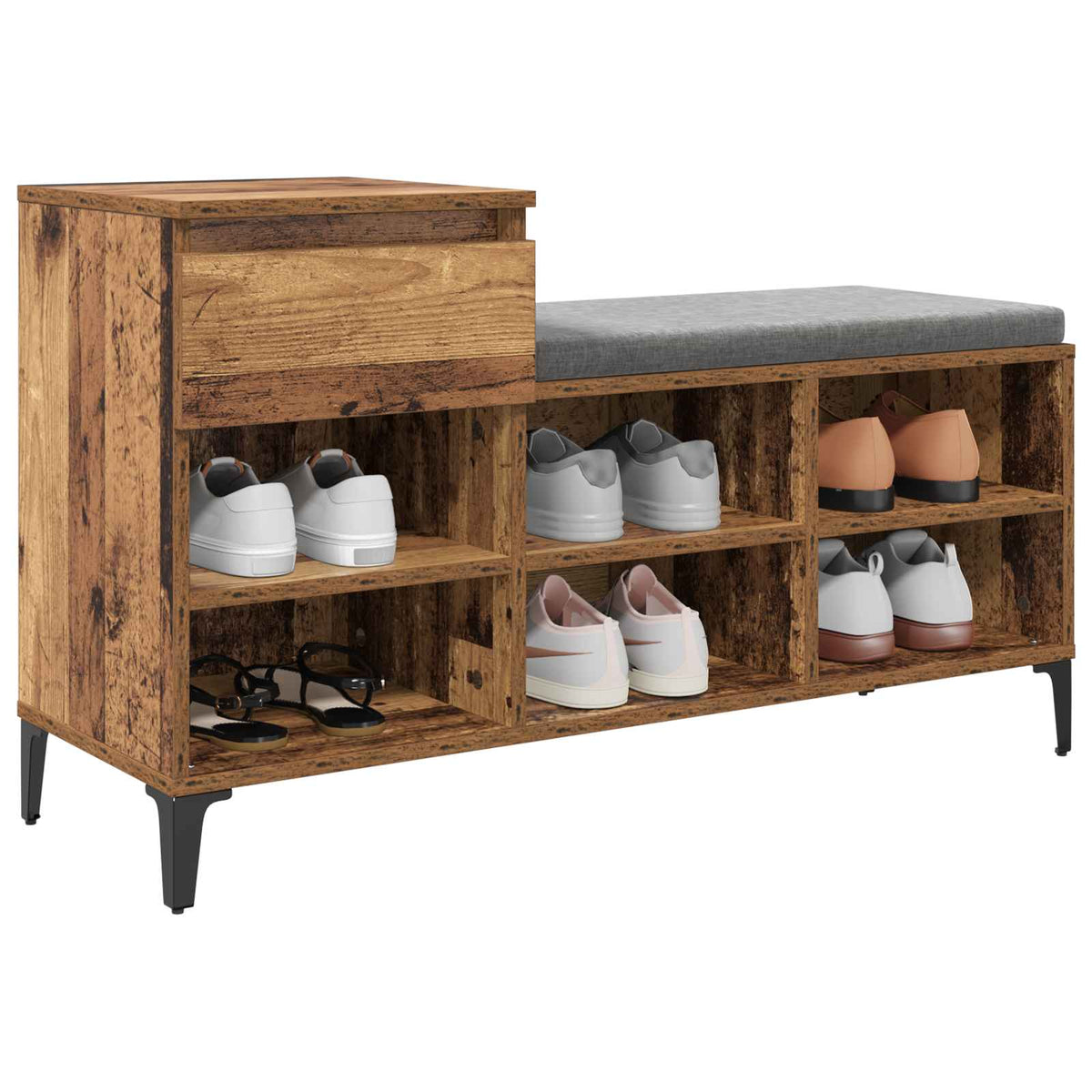 Sko skab 102 x 36 x 60 cm Konstrueret træ Gammelt træ