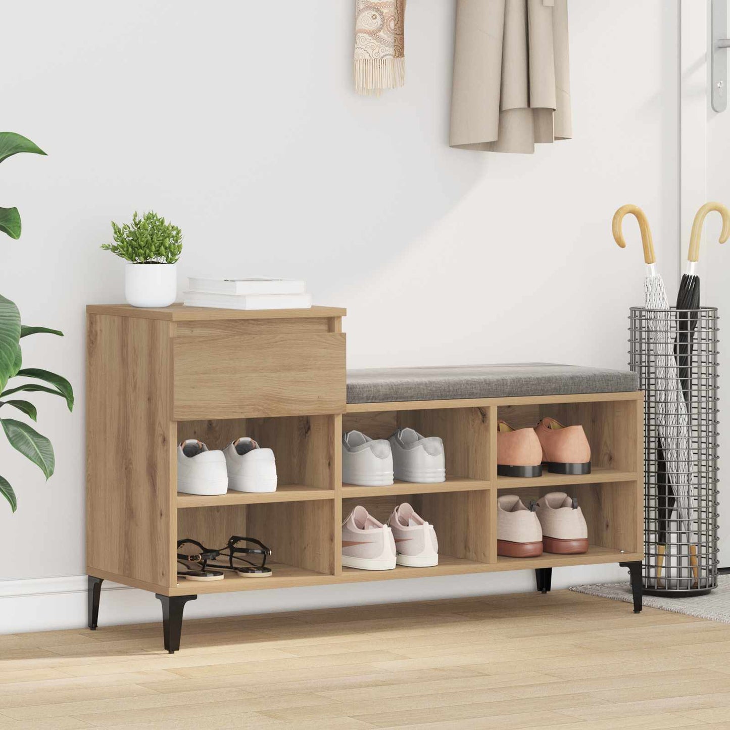 Sko skab 102 x 36 x 60 cm Konstrueret træ Artisan-eg